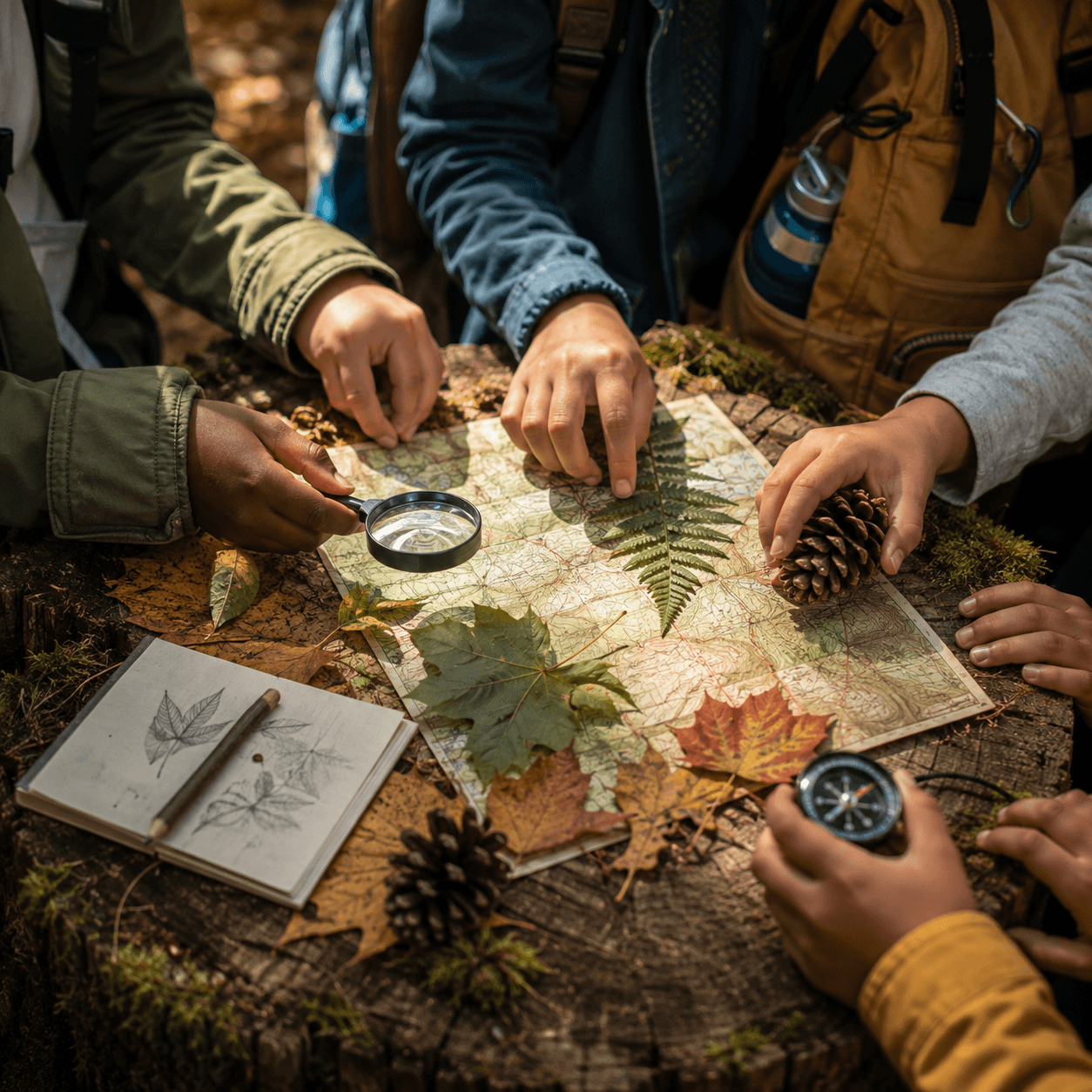 Outdoor classroom moment in the forest
